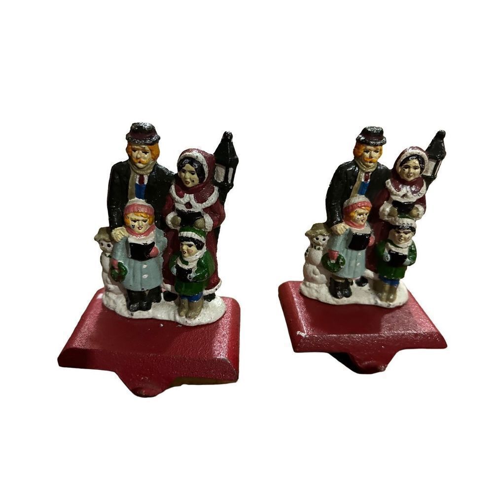 Artmark Vintage Dickens Family Caroling Cast Iron Christmas Stocking Hanger Hold
